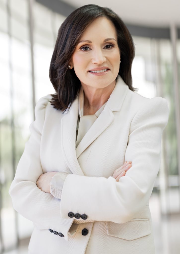 portrait of business woman or lawyer in white suit