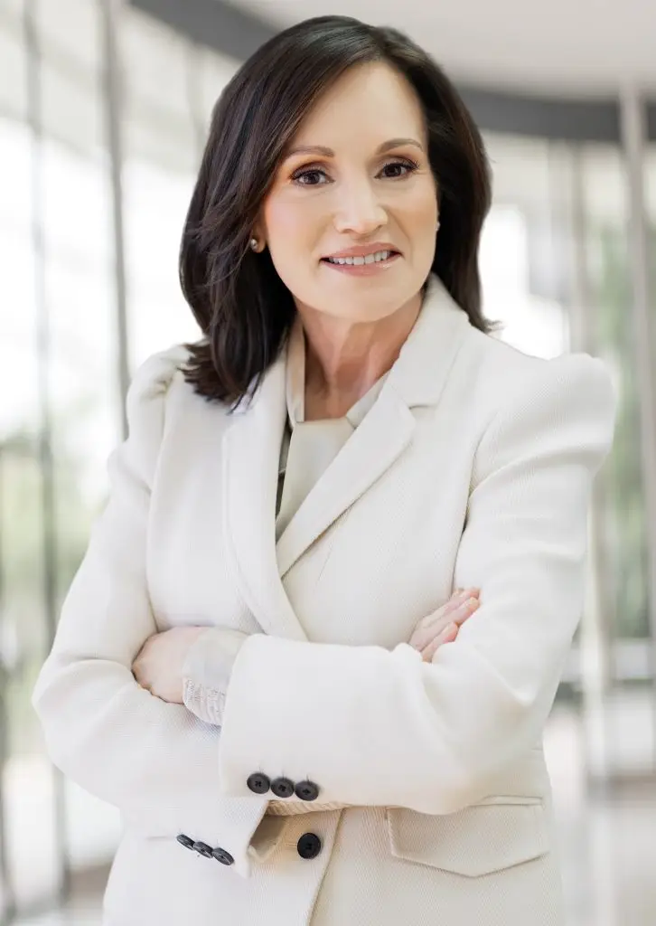 portrait of business woman or lawyer in white suit